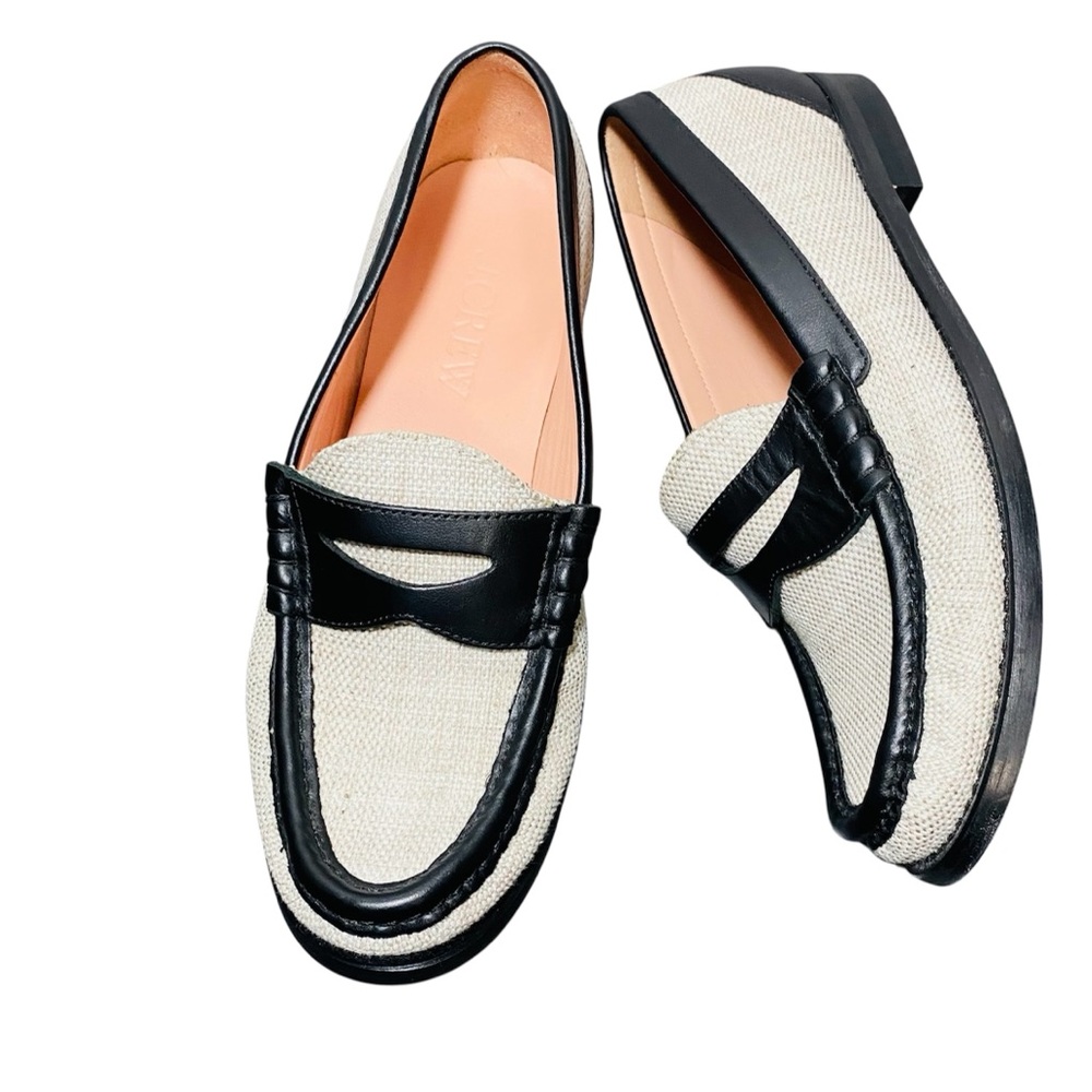 J. Crew Black and Cream Loafers